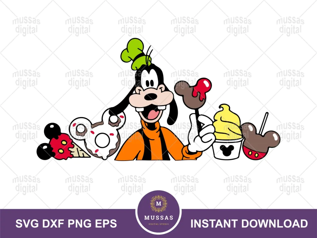 Goofy SVG Disneyland snacks Vector Download EPS