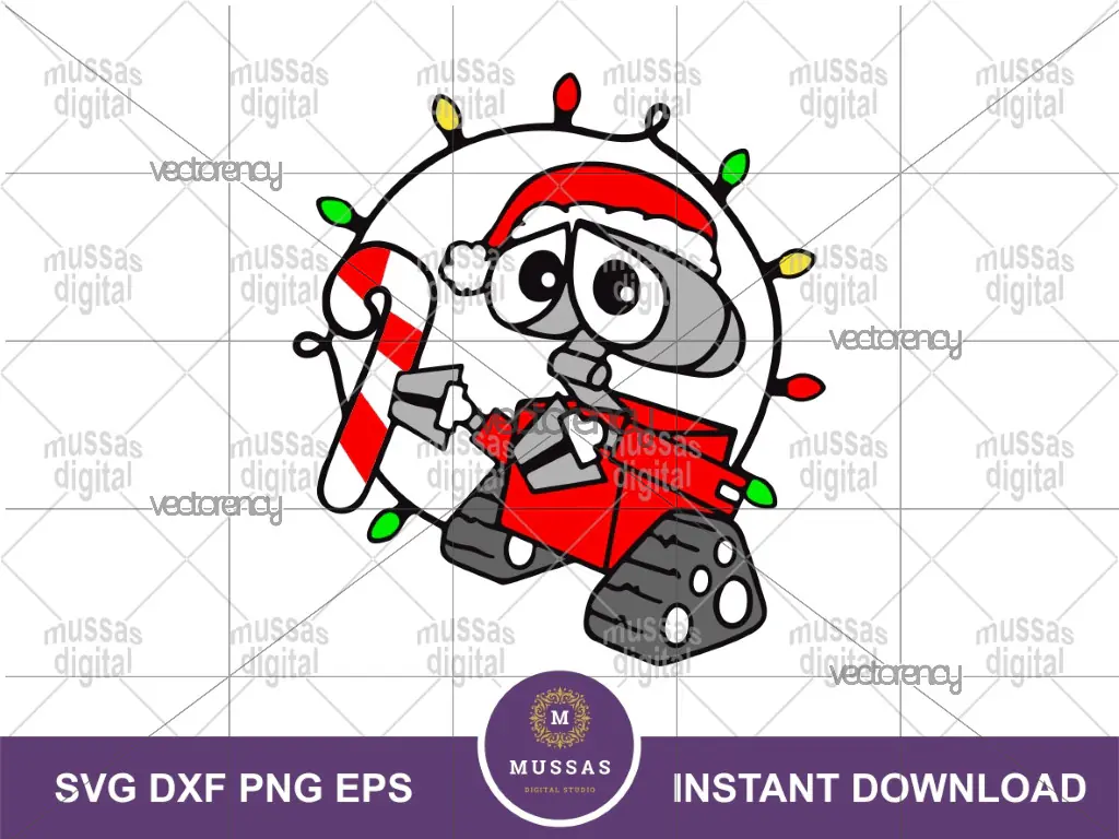 Wall E Christmas Lights Bulb SVG Clipart