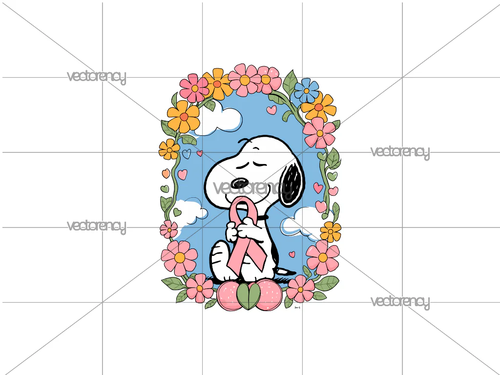 Snoopy Breast Cancer Ribbon PNG