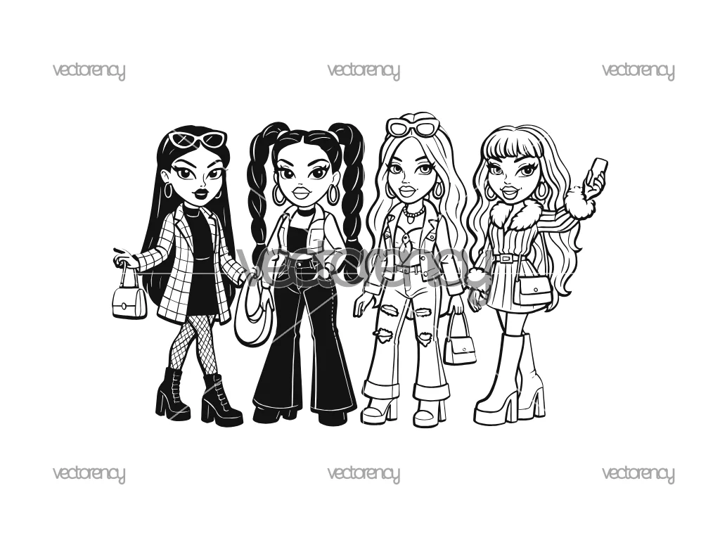 Bratz Doll SVG Vector Outline PNG HD