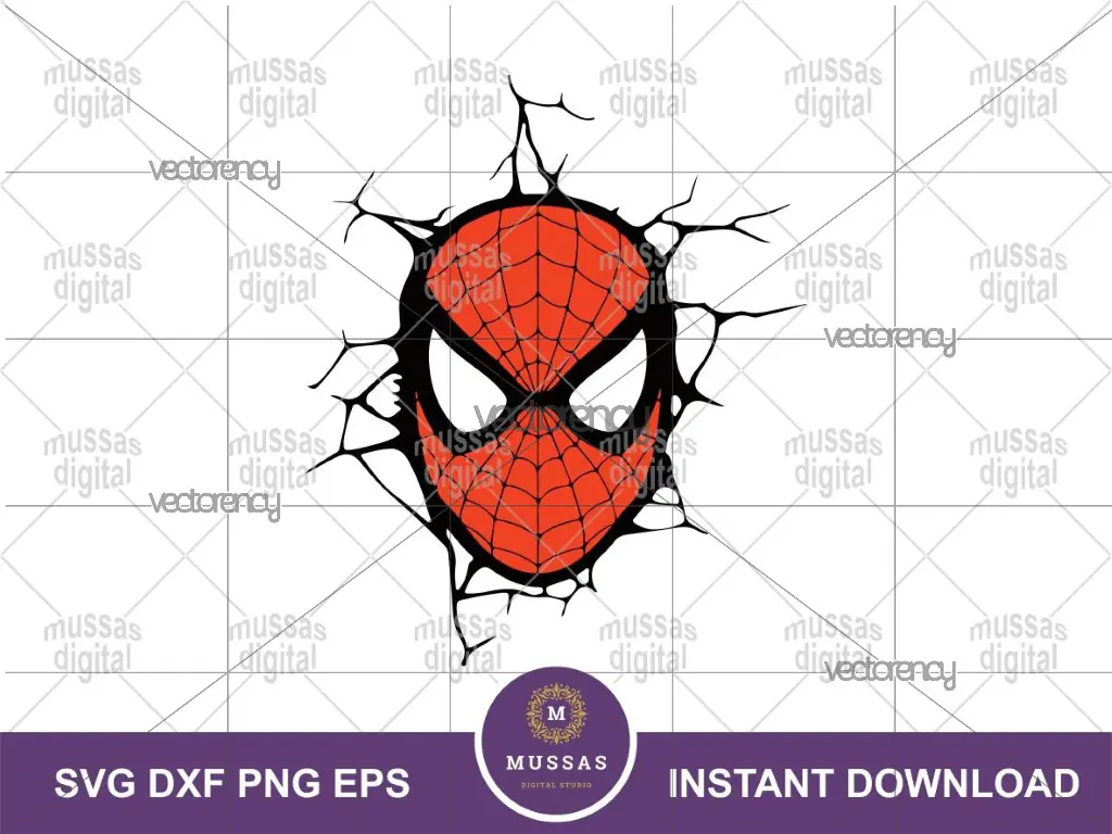 Spiderman Face Mask Cut Files, SVG, PNG, DXF and EPS