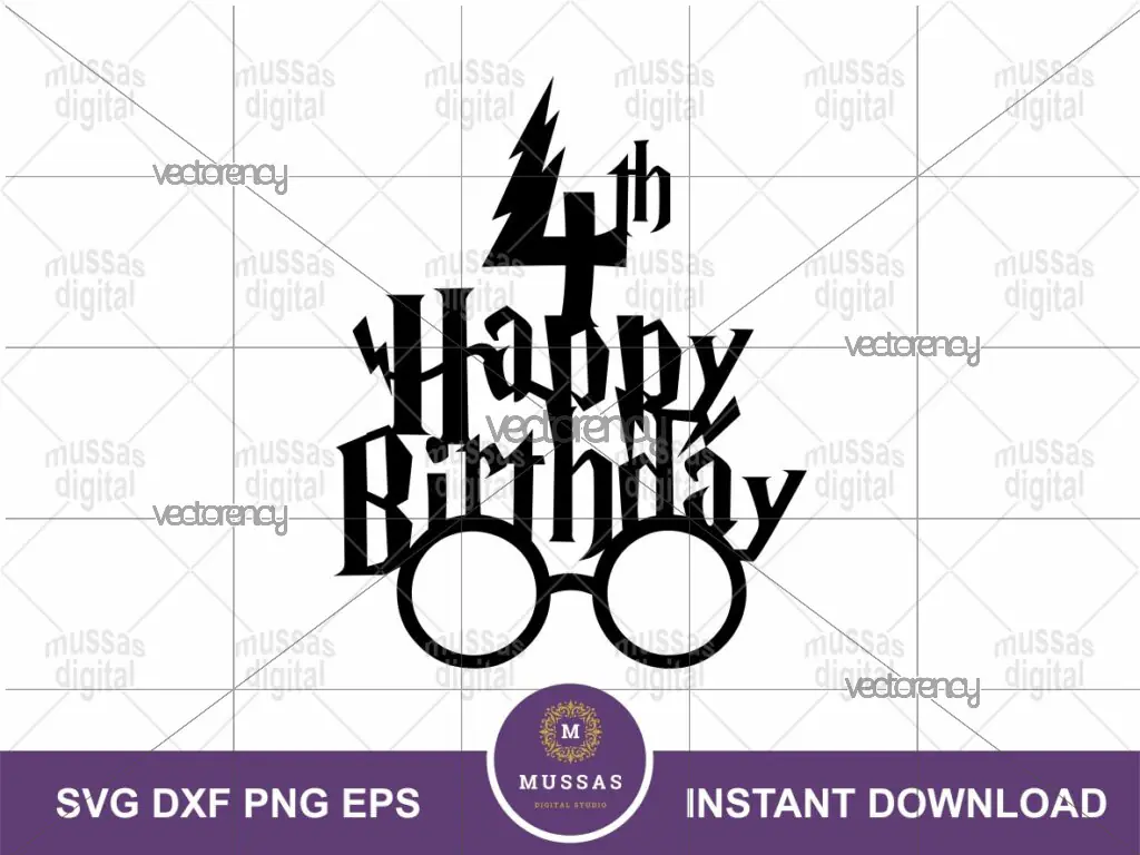 4th Birthday Harry Potter Cake Topper SVG File for Cricut File