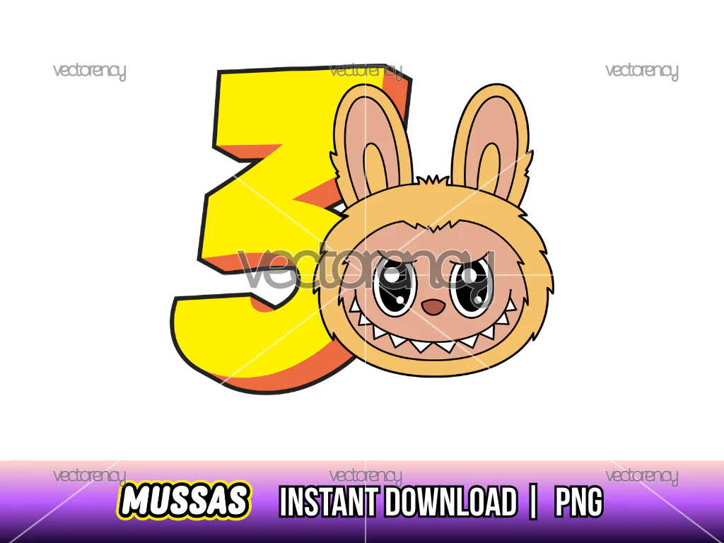 Labubu Birthday Number 3rd PNG