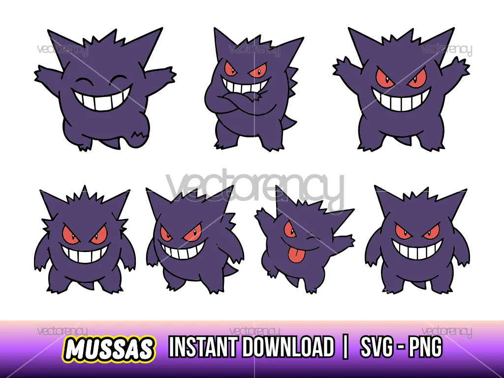 Gengar Pokemon SVG PNG Vector Purple