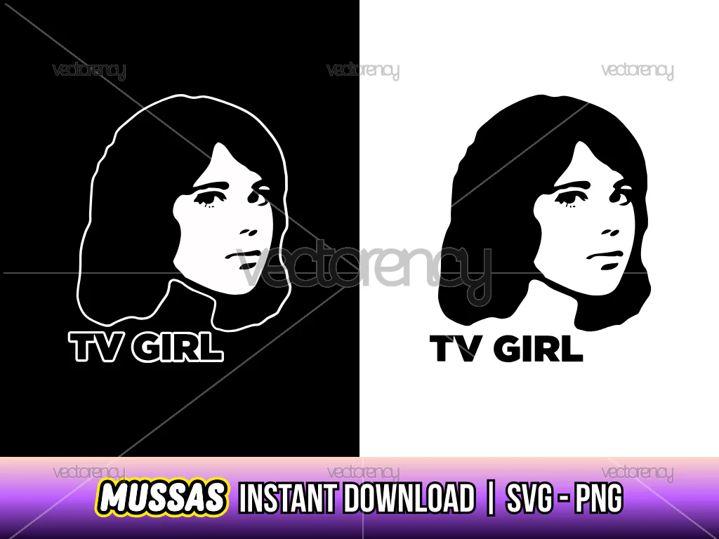 TV Girl Logo Black And White SVG PNG