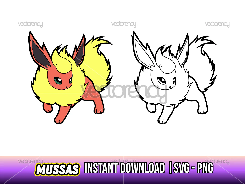 Flareon Pokemon SVG Clipart Image Vector PNG