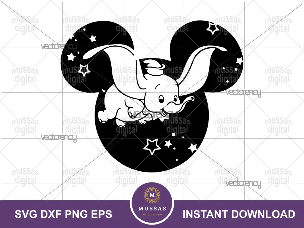 Dumbo SVG Disneyland Silhouette Vector EPS