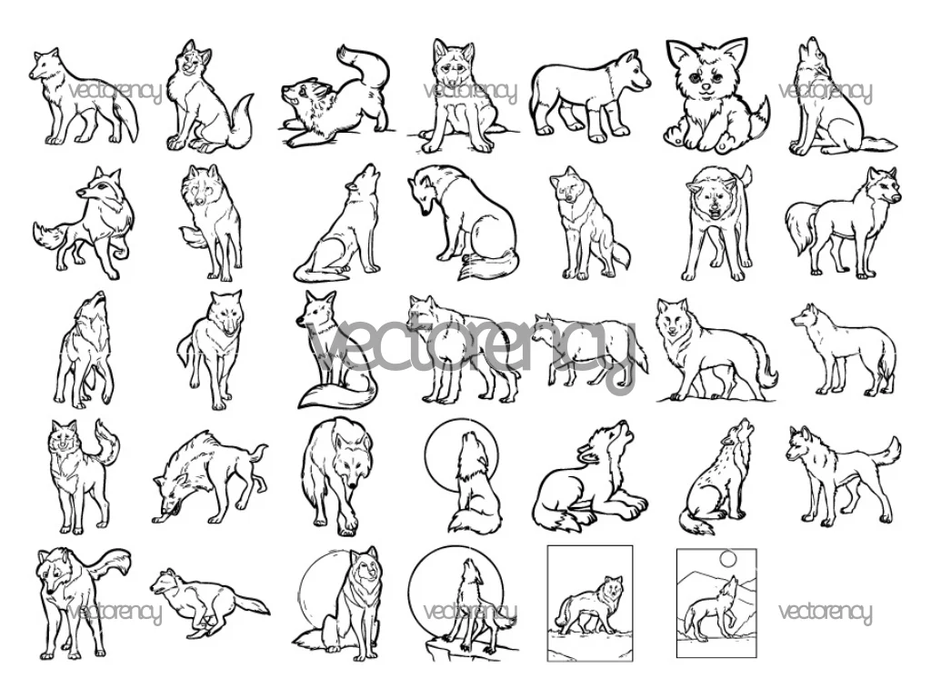 Wolf Outline SVG Clipart Vector Image Download