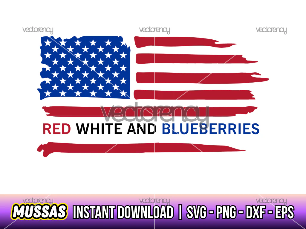 Red White and Blueberries SVG, American Flag, PNG EPS DXF Files