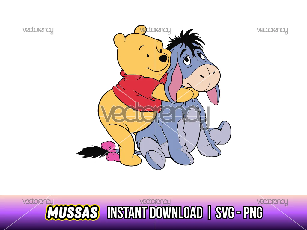 Winnie the Pooh and Eeyore Classic PNG Vector SVG Clipart