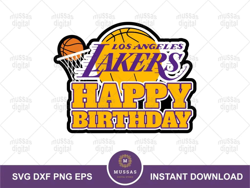 Lakers Happy Birthday Cake Topper PNG