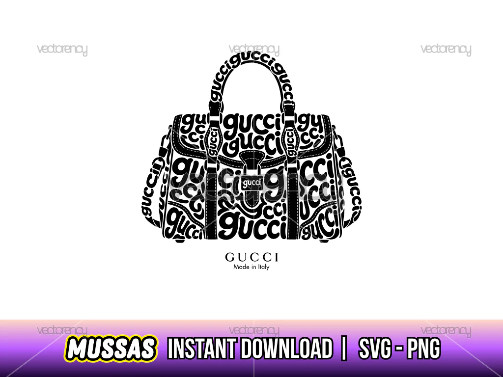 Gucci Typography Luxury Bag Vector SVG