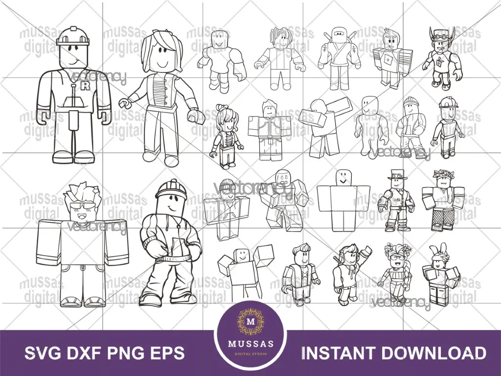 Roblox Outline Clipart, Coloring, Roblox Cut Files SVG, DXF PNG EPS