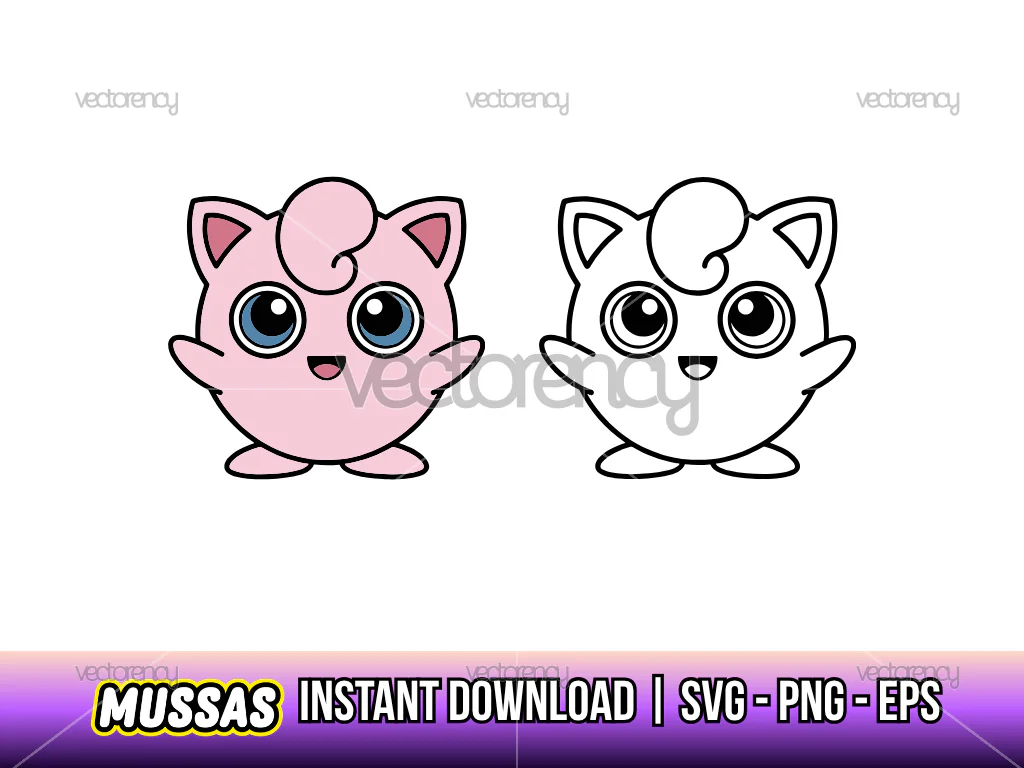 Jigglypuff Pokemon character Clipart Image PNG Transparent Vector SVG
