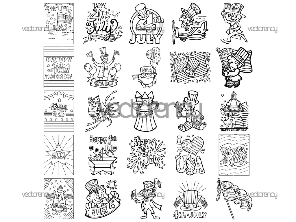 4th Of July Outline Clipart SVG Image Download