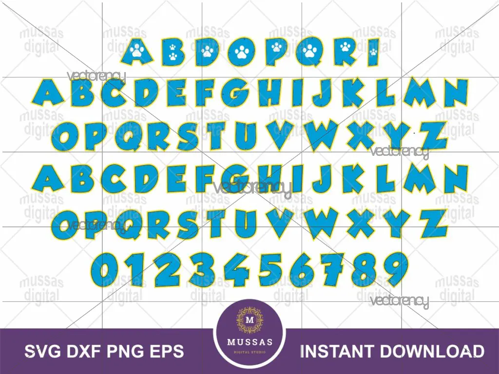 Paw Patrol Font SVG, Alphabet SVG Cricut