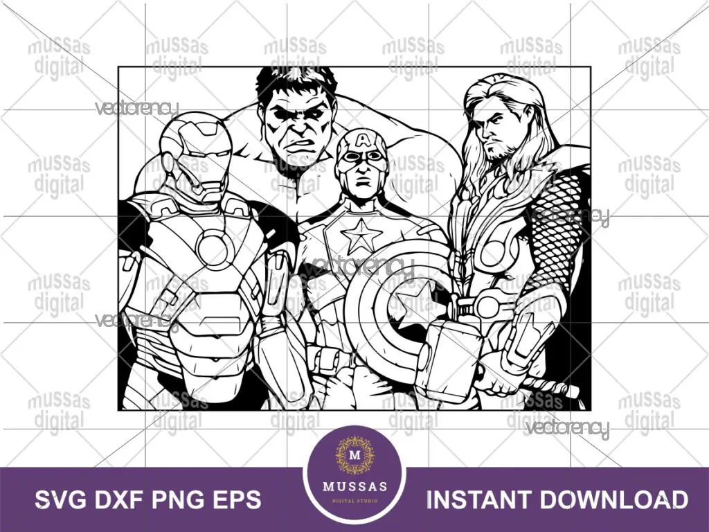 Avengers Outline Silhouette SVG Cricut