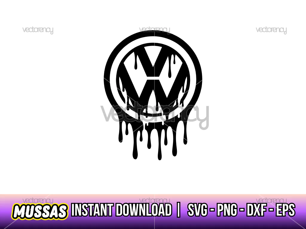 VW Logo Drip Dripping Vector SVG Cut File PNG ESP