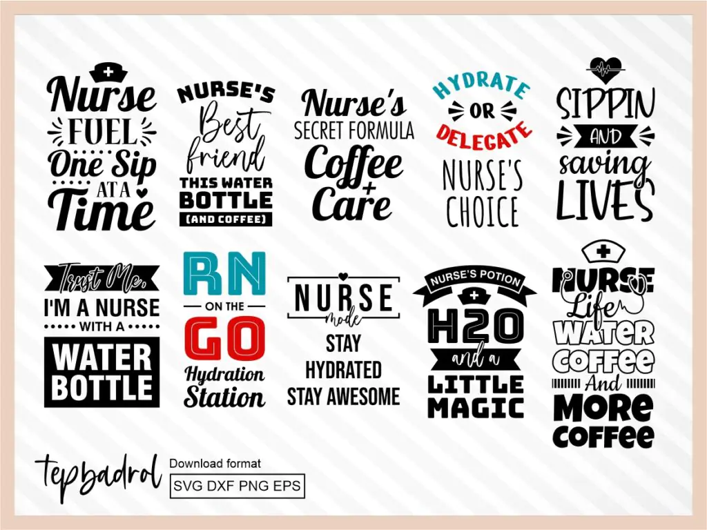 10 Funny Water Bottle Tracker Nurse SVG