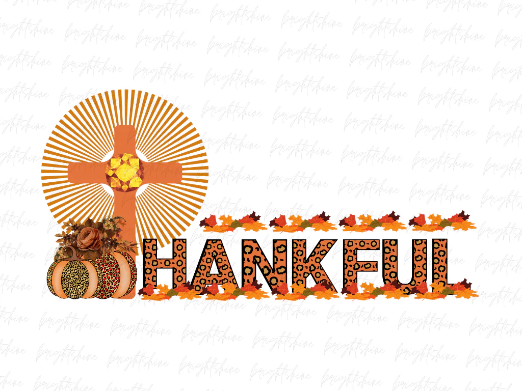 Western Thankful Gemstone Cross PNG Sublimation