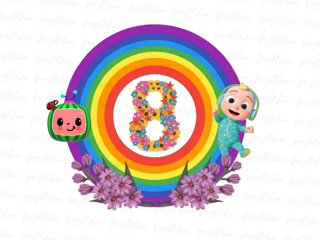 Kids Cocomelon Birthday Party 8 PNG, Transparent Background, DTF, DTG File Sublimation