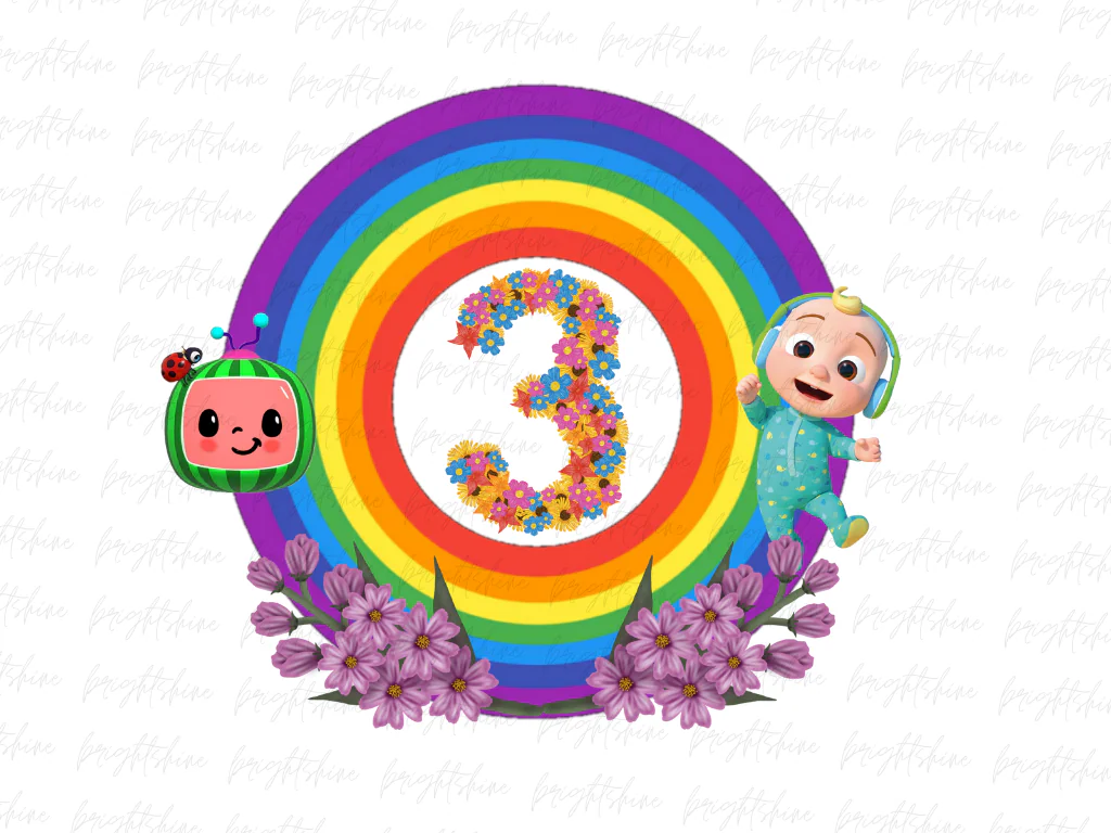 Cocomelon Birthday Party 3 PNG, Transparent Background, DTF, DTG File