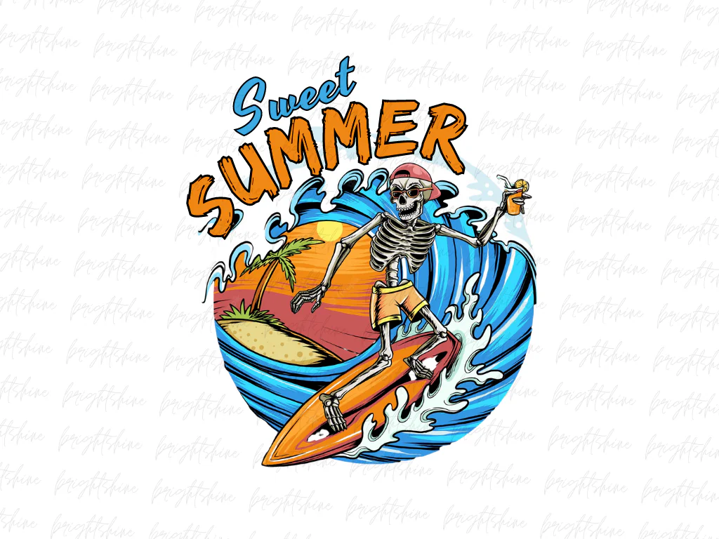 Sweet Summer Skull PNG Design Sublimation