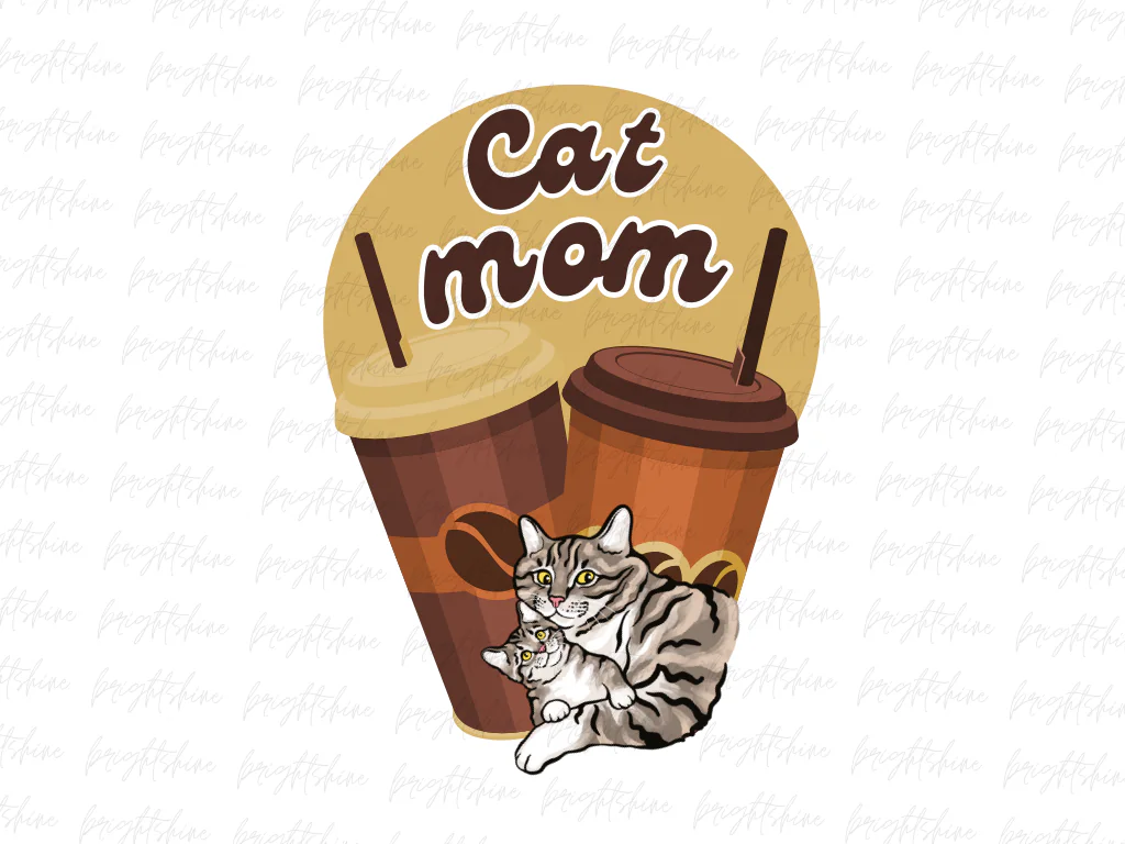 Cat Mom Coffee Cups PNG Design