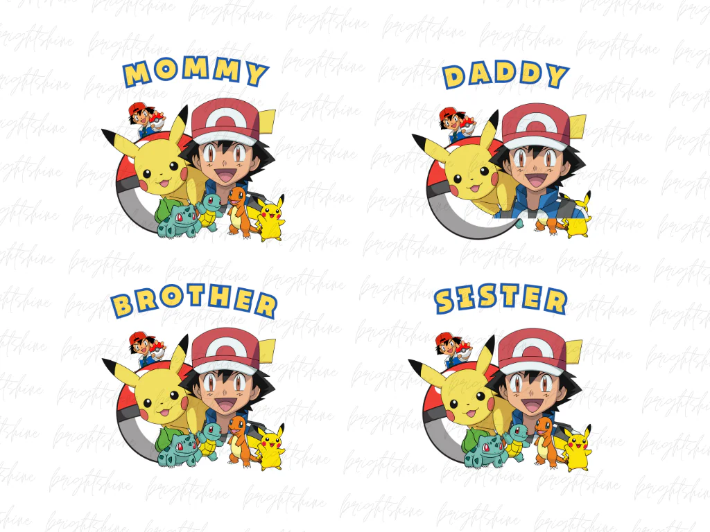 T-Shirt Family Pokemon Sublimation Design