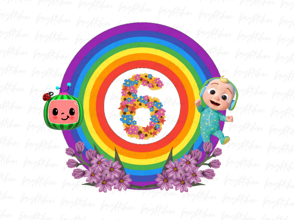 Kids Cocomelon Birthday Party 6 PNG, Transparent Background, DTF, DTG File