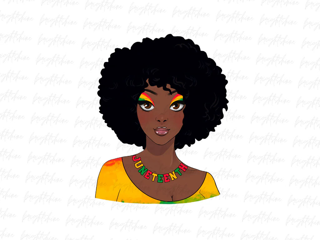 Juneteenth Black Afro Girl PNG