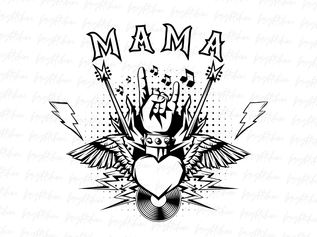 Retro Rock Mama PNG Sublimation Design