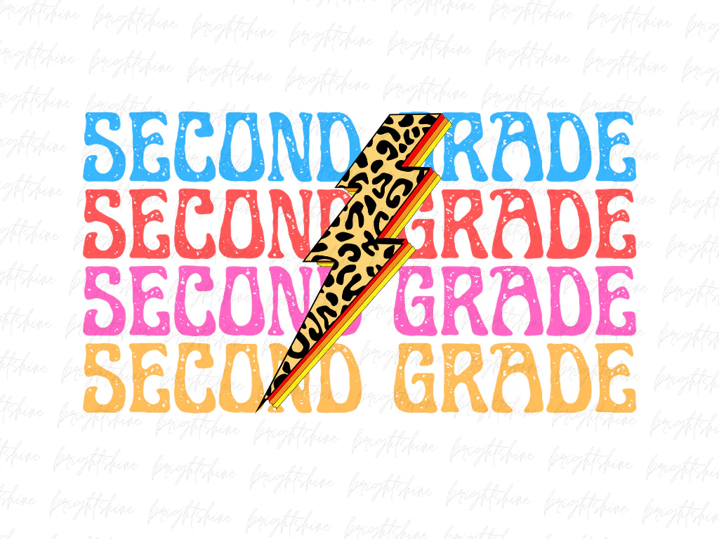 Second Grade Lightning Bolt PNG, 2nd Grade Teacher Sublimation Design