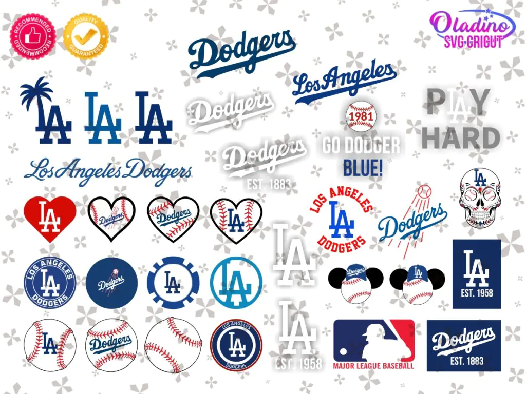 MLB LA Dodgers SVG Design, Digital Cut Files, Los Angeles Baseball Clipart PNG Dodgers Vector