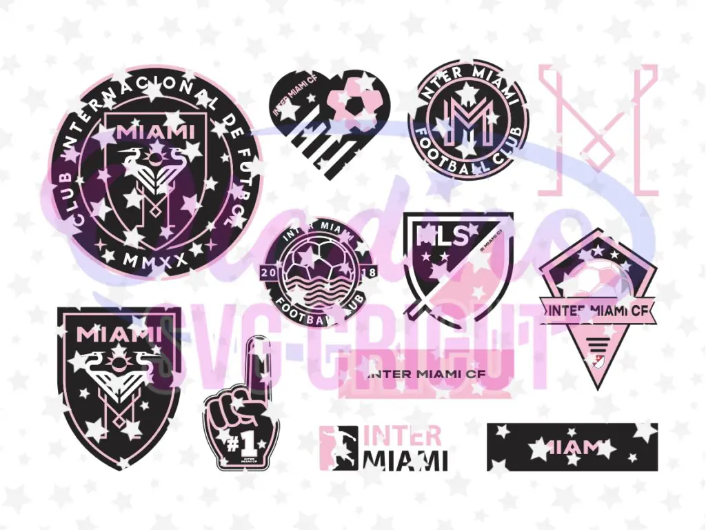 Inter Miami CF Clipart, MLS Miami CF SVG Bundle, Instant Download Cricut