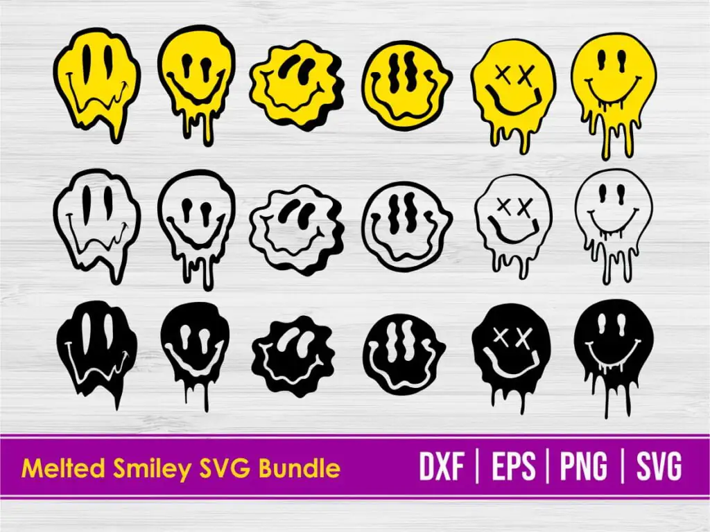 Melted Smiley SVG Yellow Black