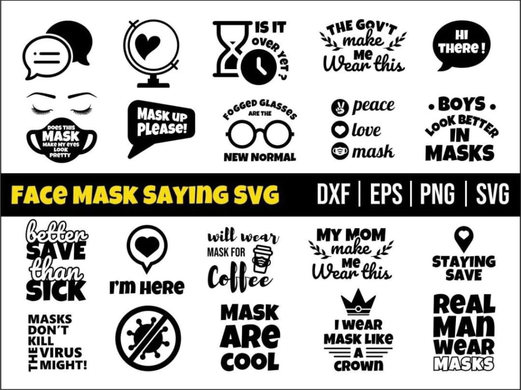 Face Mask Saying SVG Bundle