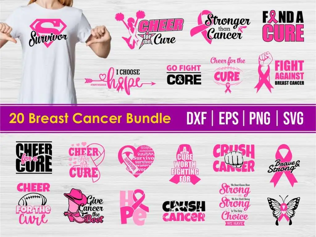 Breast Cancer SVG Bundle, Survivor SVG, Ribbon SVG