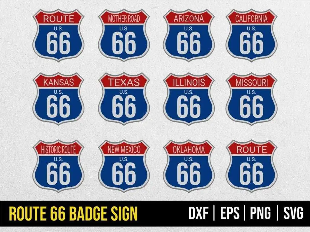 Route 66 Badge Sign SVG DXF PNG EPS Vector