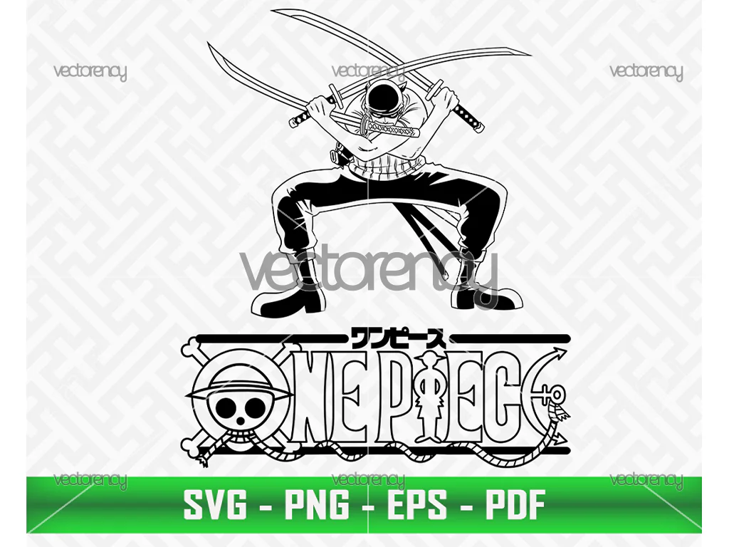 Zoro One Piece SVG - Anime Cut Files for Cricut and Silhouette - PNG EPS and PDF