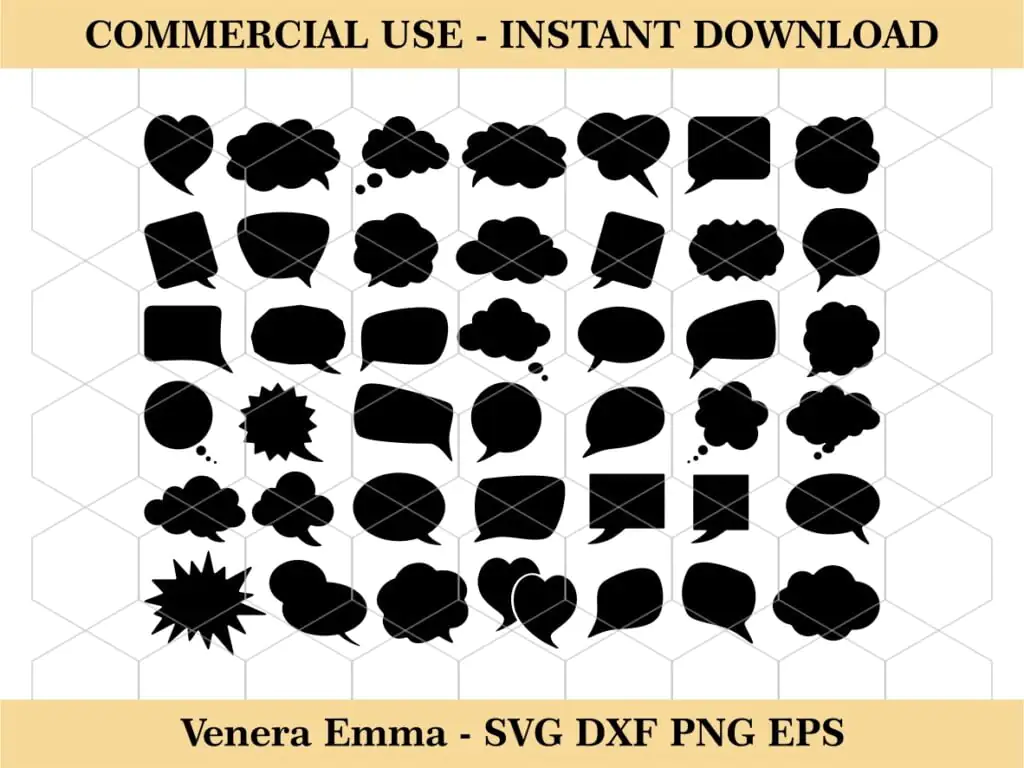 Speech Bubbles Shape SVG DXF PNG EPS