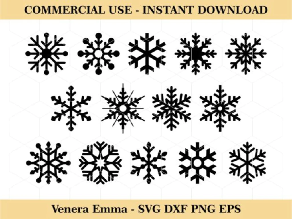 Winter Snowflakes SVG File Silhouettes Vector