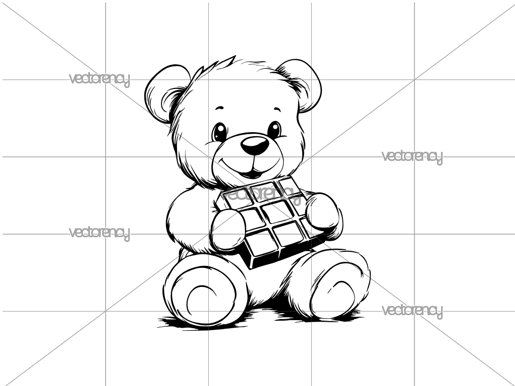 Teddy Bear and Chocolate Clipart SVG