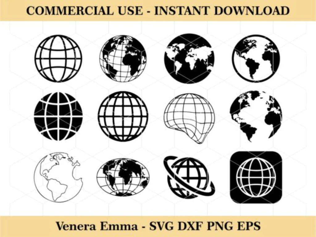 12 Globe SVG Silhouette Bundle