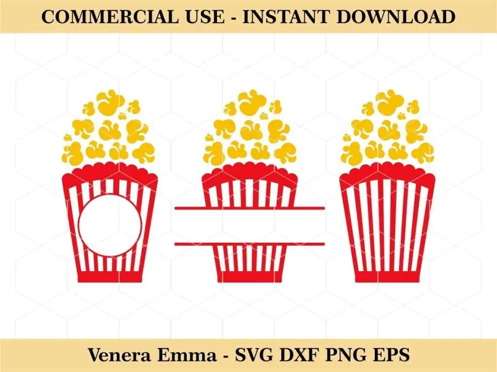 Popcorn SVG, Popcorn Box SVG, Popcorn Name Frame SVG, Popcorn Monogram SVG, Popcorn SVG Bundle