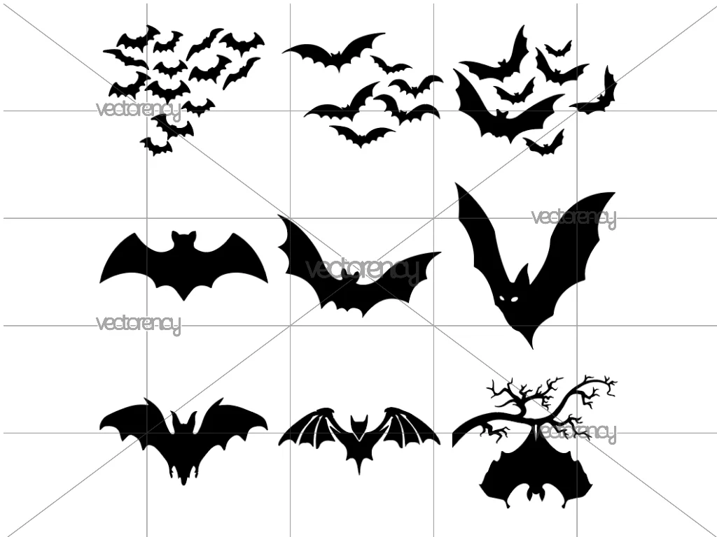 Bat SVG Bundle Clipart PNG Bats Vector