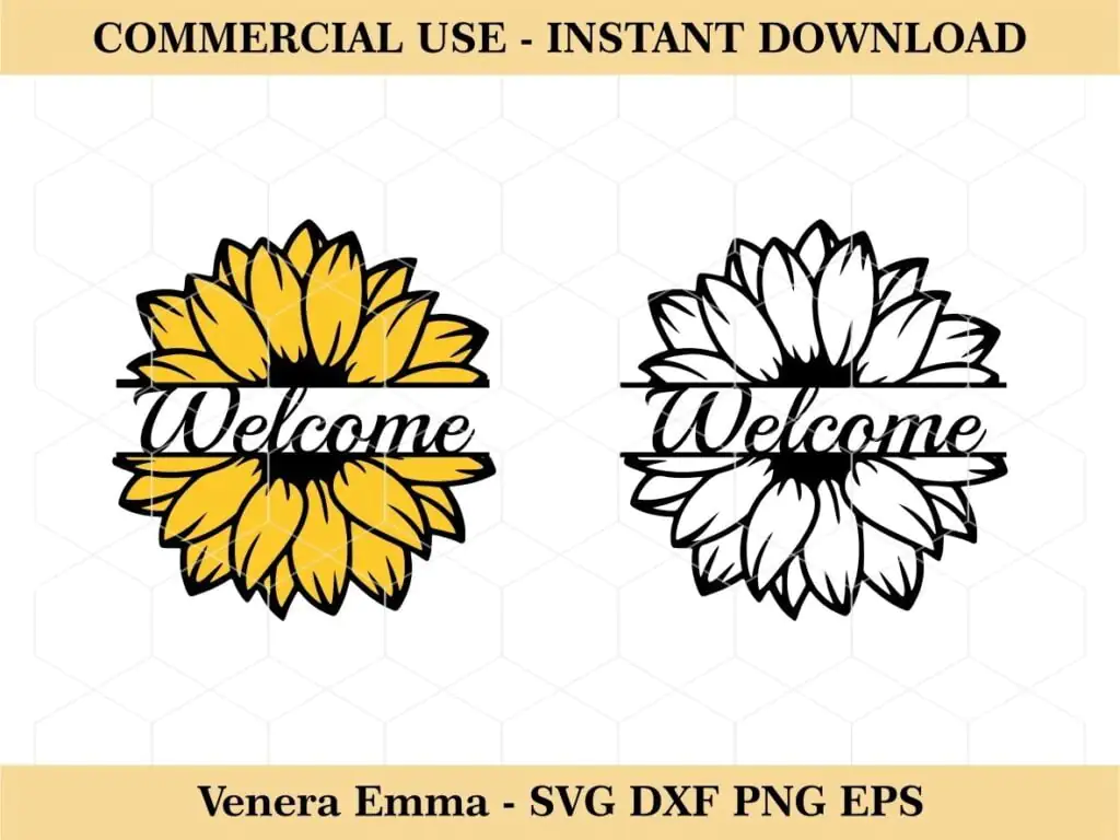 Floral Welcome Sign Sunflower SVG Cut Files