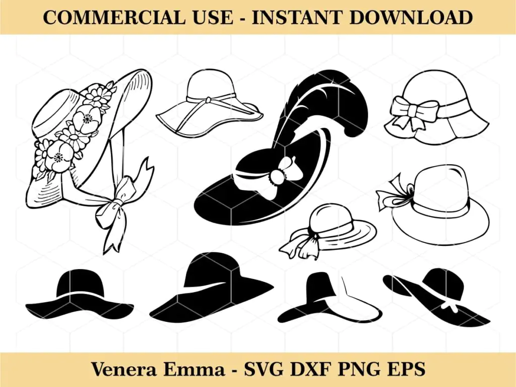 Woman Hat SVG, Fashion Hat SVG, Women Hat Clipart