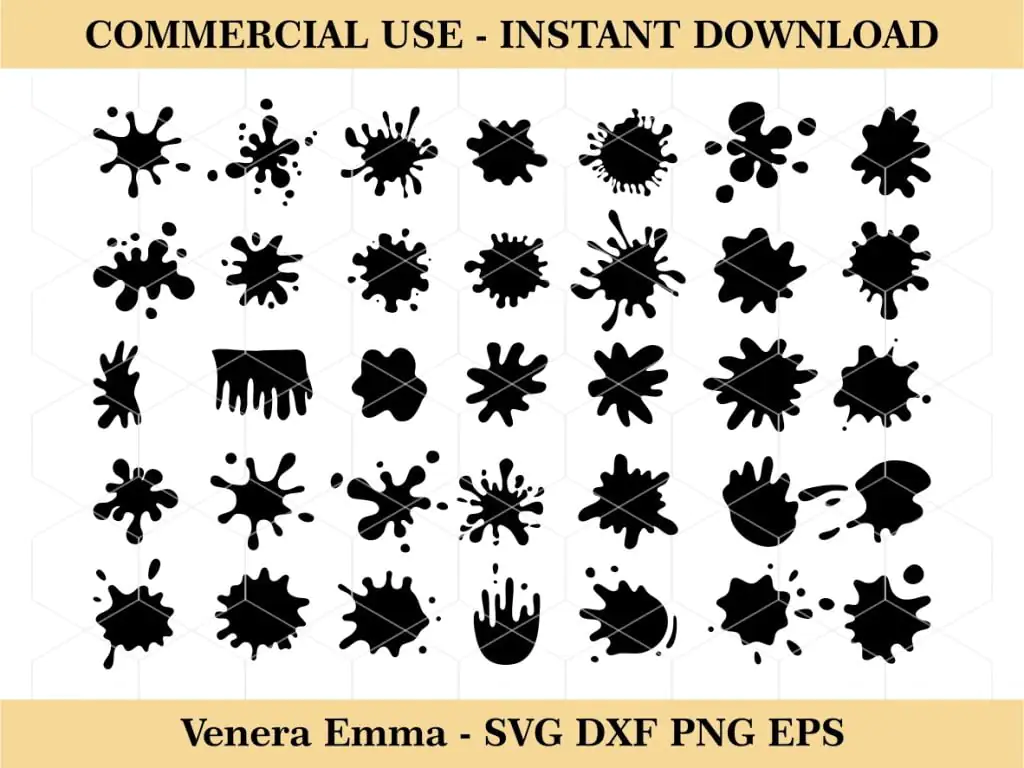 Splatter Paint Splash SVG Bundle Clipart Vector