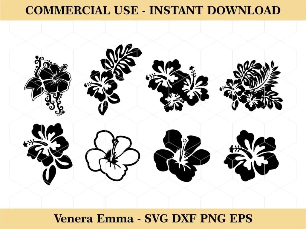 Hawaiian Flower SVG Clipart Set